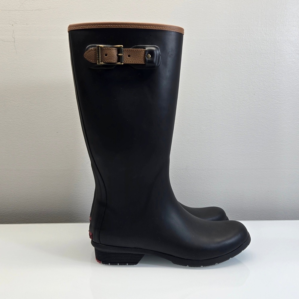 Chooka City Solid Rain Boots 9 Black Tall Rubber Waterproof Equestrian Riding